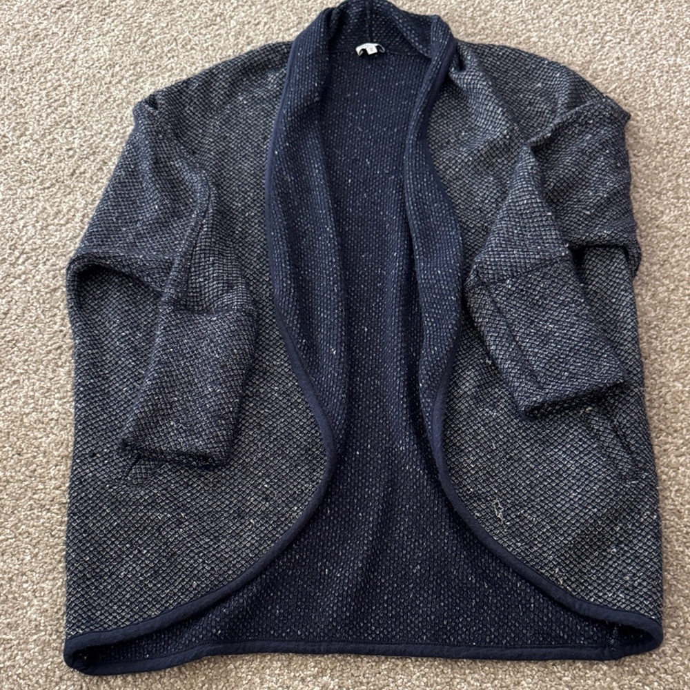 Splendid Navy and Heathered Charcoal Open-Front Cardigan
